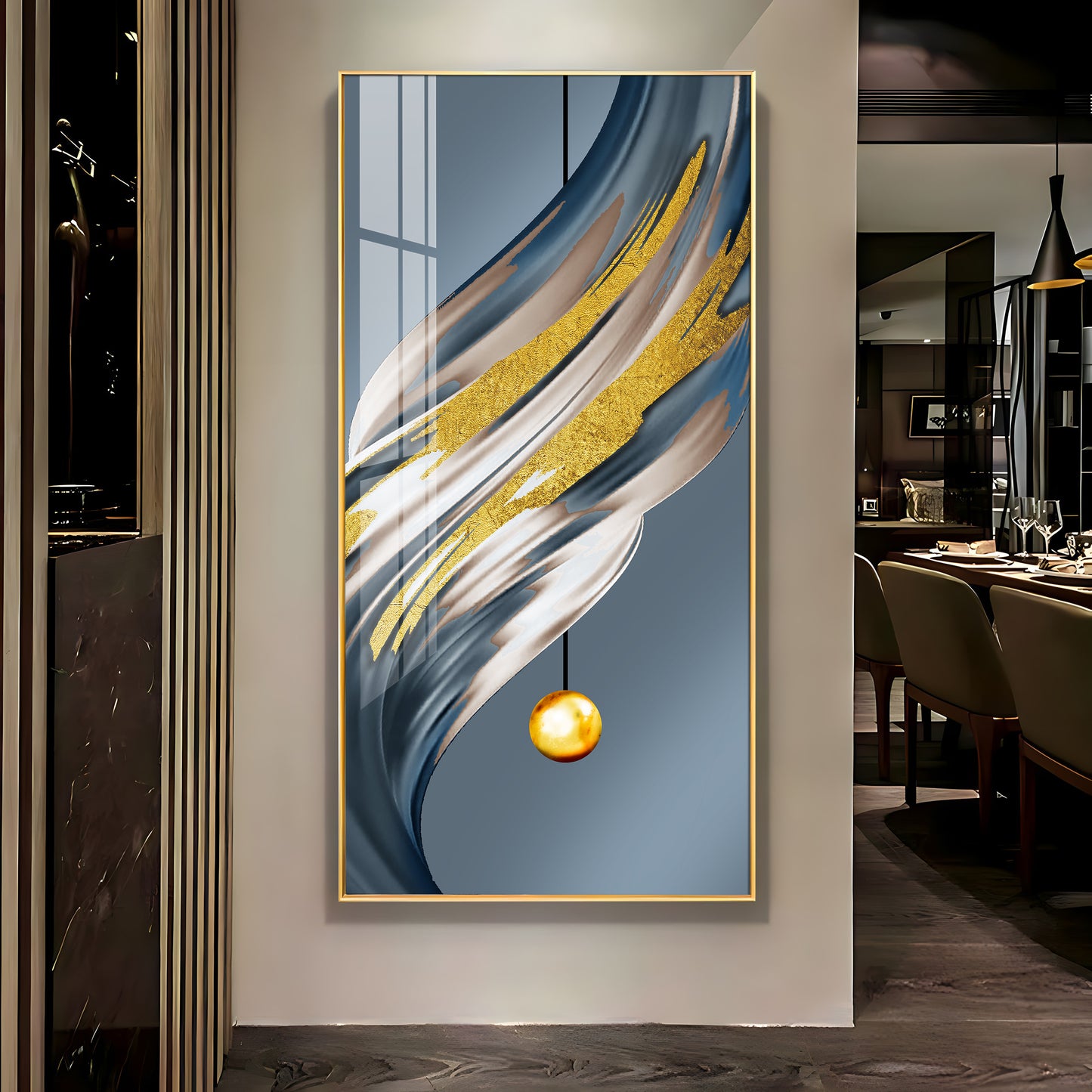 Golden Splash Premium Acrylic Vertical Wall Art