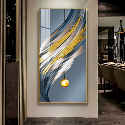 Golden Splash Premium Acrylic Vertical Wall Art