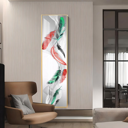 Colorful Feather Premium Acrylic Vertical Wall Art