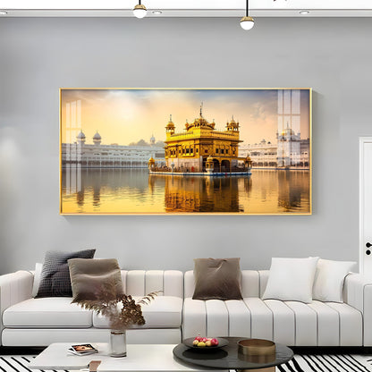 Golden Glory Premium Acrylic Horizontal Wall Art - 40X20 inches / Gold