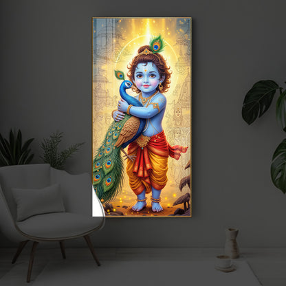 Little krishna Modern Luxury Backlight Vertical Wall Art