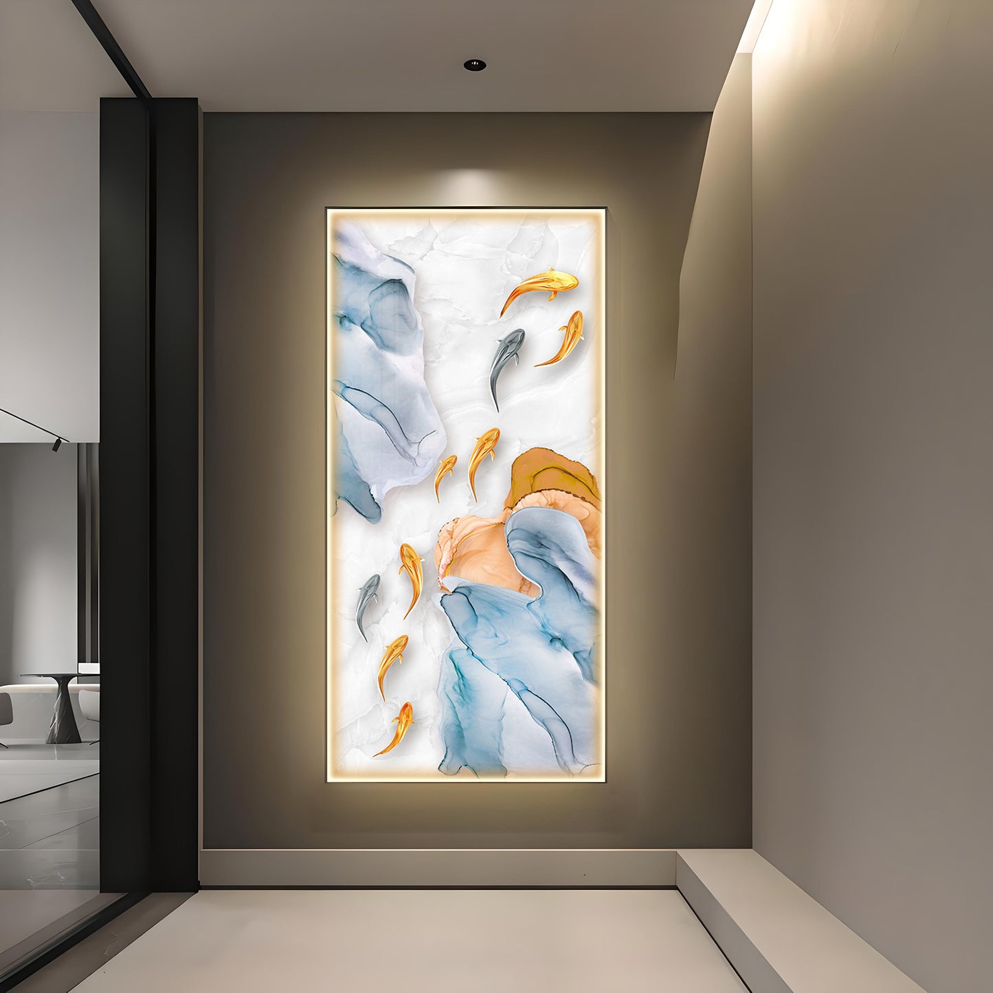 Auspicious Fishes Luxury Crystal Wall Art