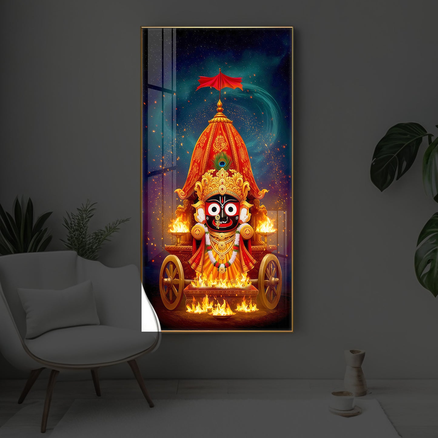 Jagannath Prabhu Modern Luxury Backlight Vertical Wall Art