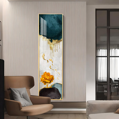 Golden Rain Premium Acrylic Vertical Wall Art