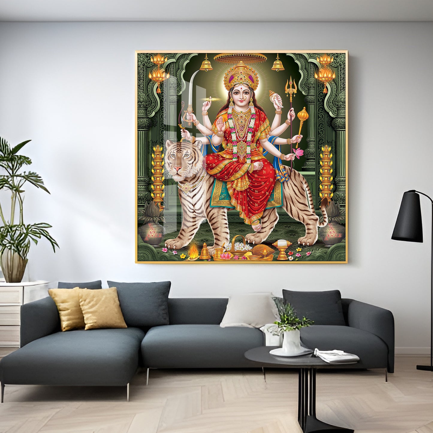 Goddess on Tiger Premium Acrylic Square Wall Art