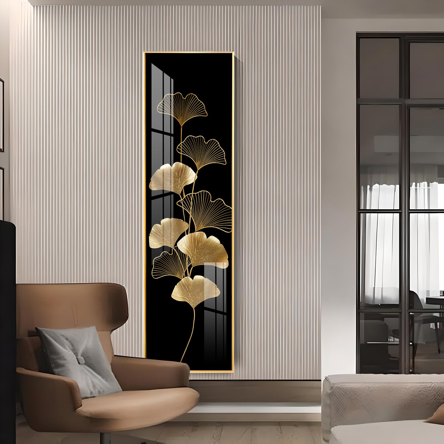 Ginkgo Leaf Design Premium Acrylic Vertical Wall Art