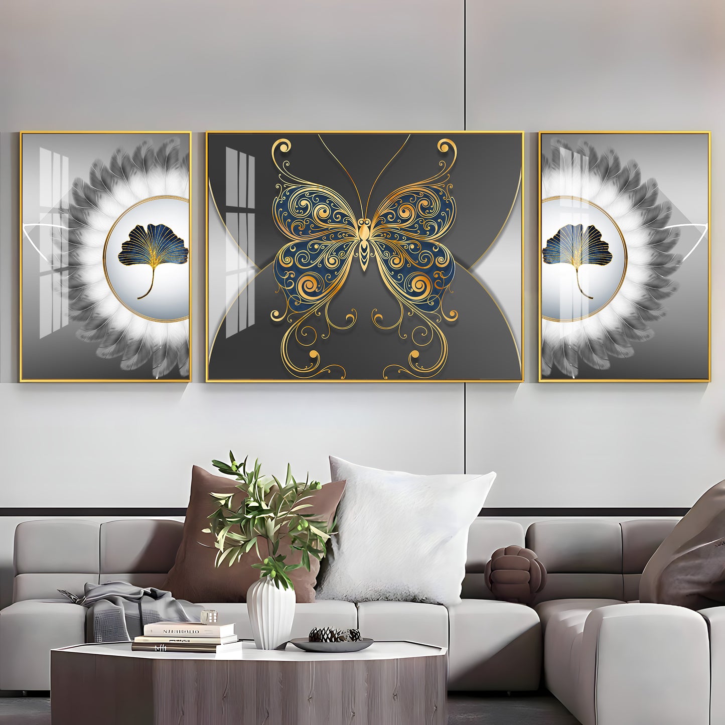 Jeweled Butterfly Premium Acrylic Wall Art (Set of 3)