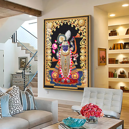 Celestial Krishna Premium Acrylic Vertical Wall Art