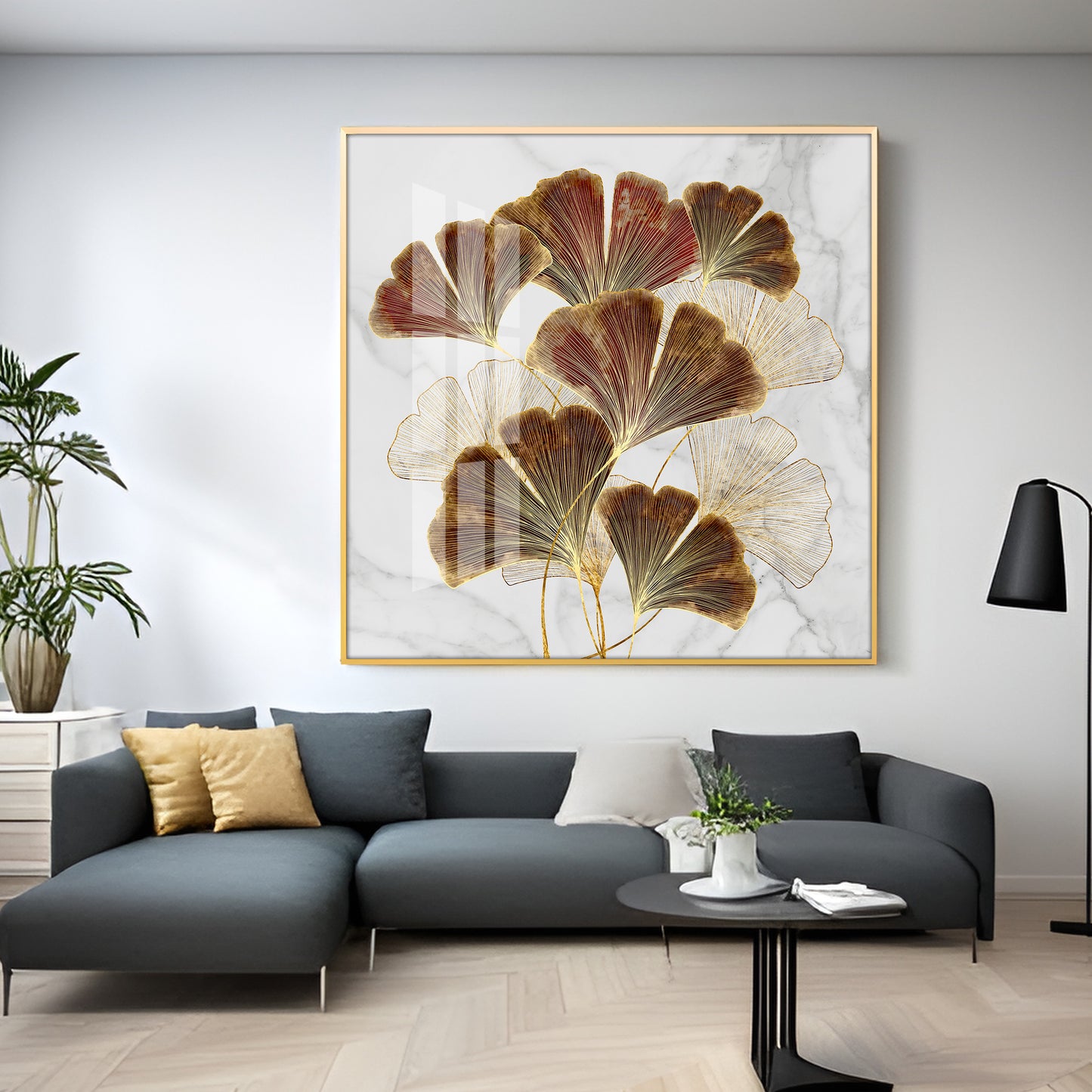 Biloba Leaf Premium Acrylic Square Wall Art