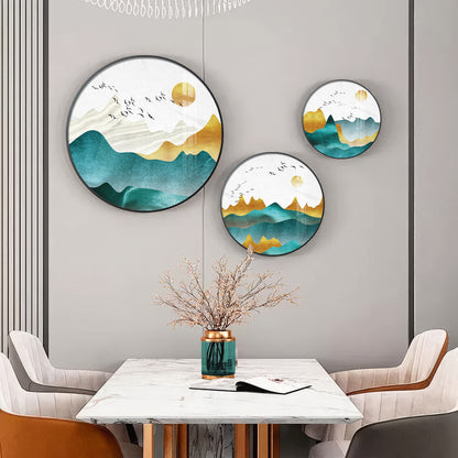 Mountain Scenery Premium Acrylic Round Wall Art (Set of 3)