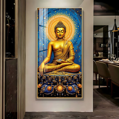Calm Buddha Deliberation Premium Acrylic Vertical Wall Art