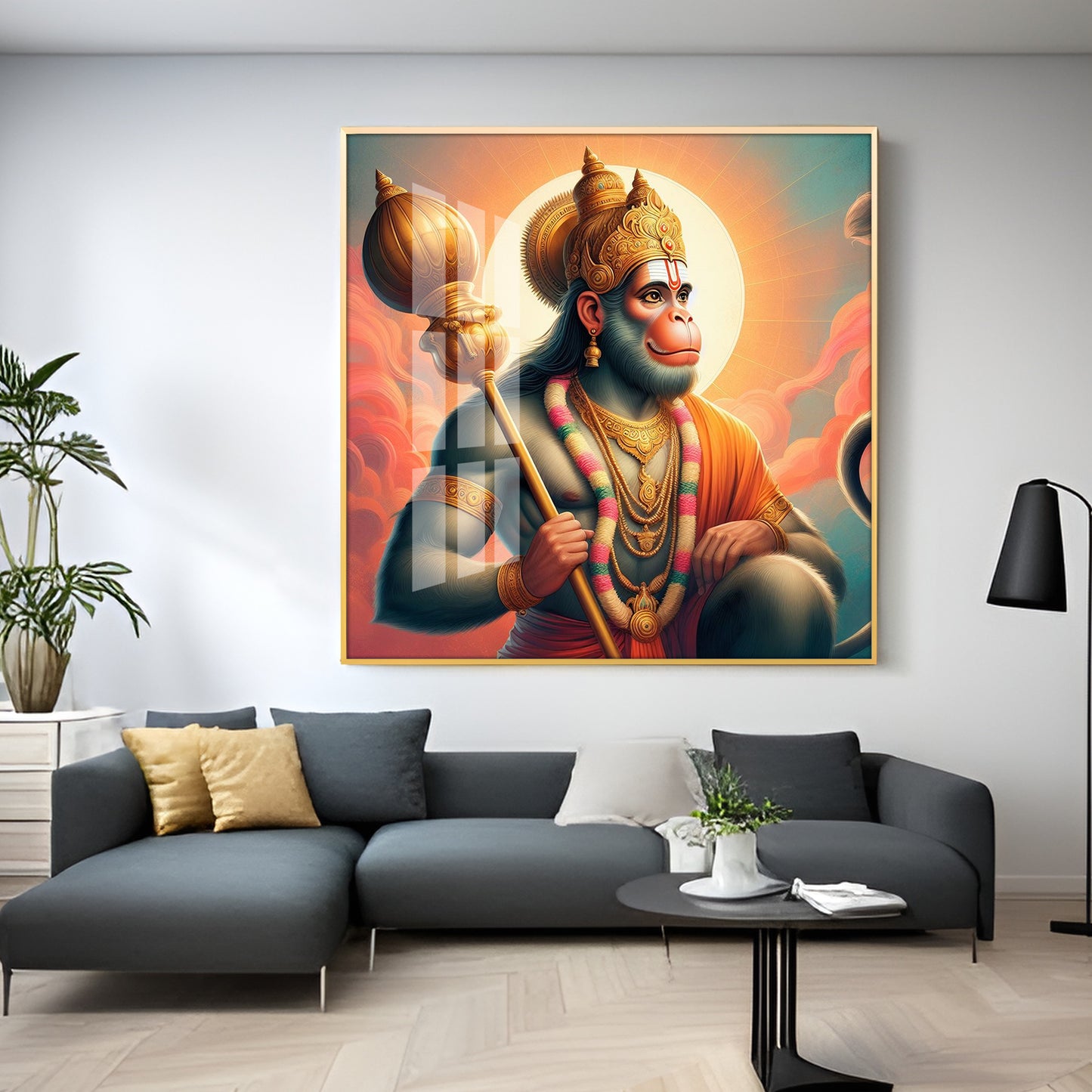 Bajrang Bali Premium Acrylic Square Wall Art