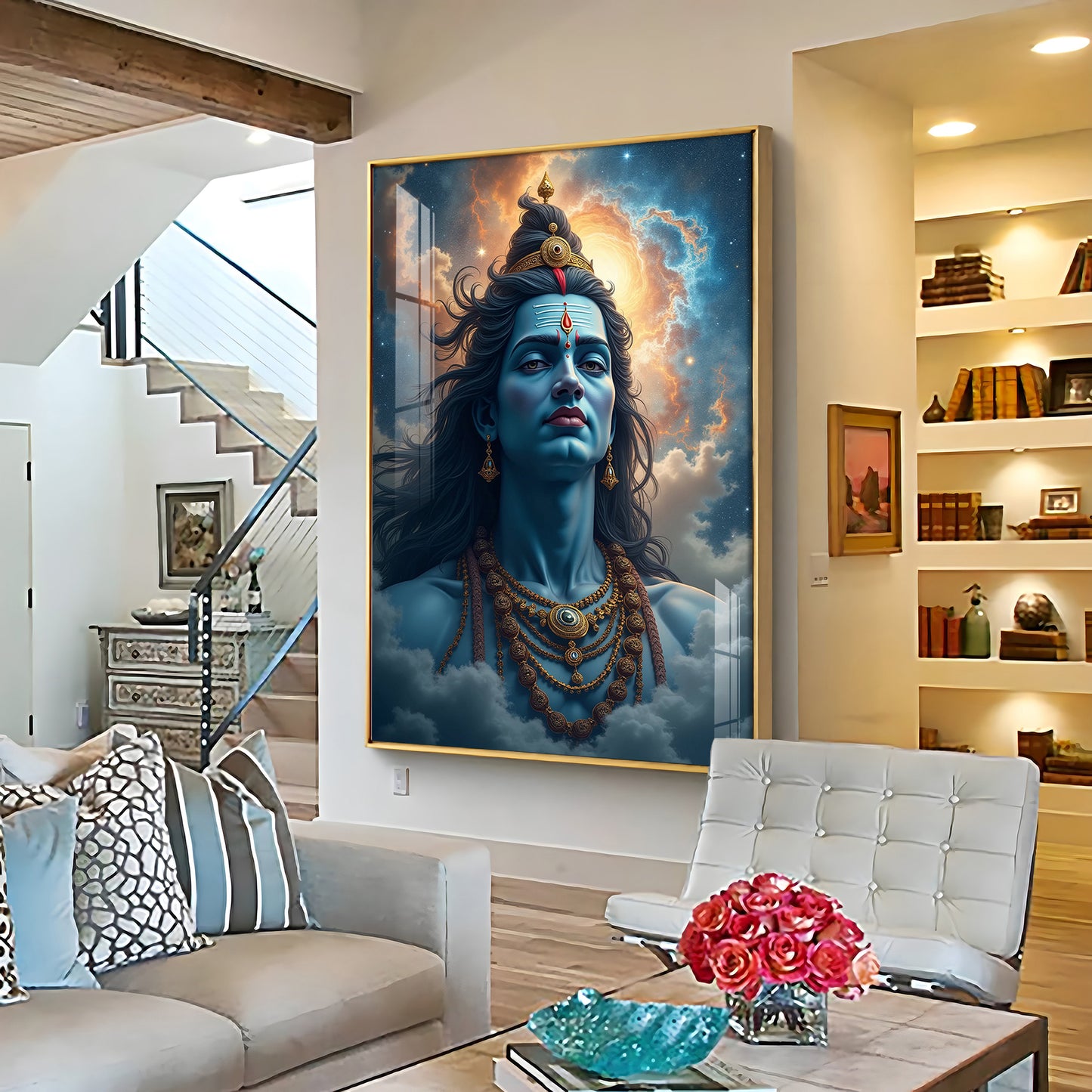 Lord Shiva In The Clouds Premium Acrylic Wall Art