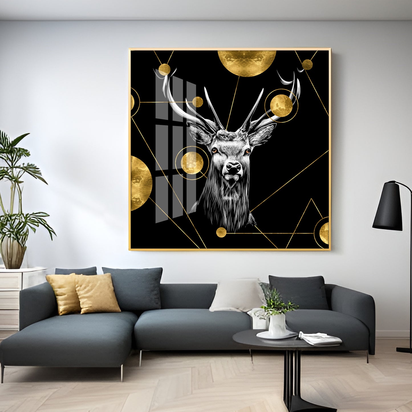 Light Luxury Elk Abstract Art Living Room Premium Acrylic Square Wall Art