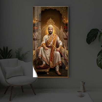 Shivaji Maharaj Modern Luxury Backlight Vertical Wall Art