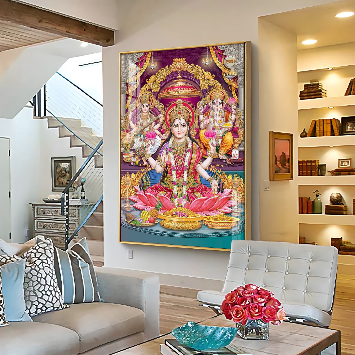 Mural of Hindu Goddesses Premium Acrylic Vertical Wall Art