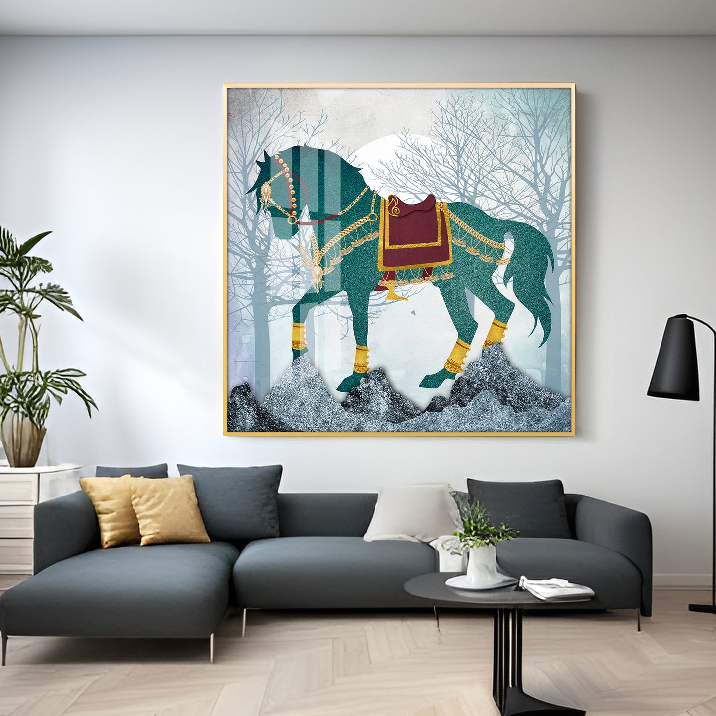 European Abstract Three-Dimensional Horse Premium Acrylic Square Wall Art