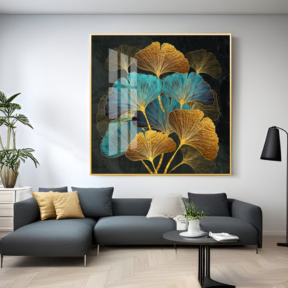 Auspicious Ginkgo Leaf Premium Acrylic Square Wall Art