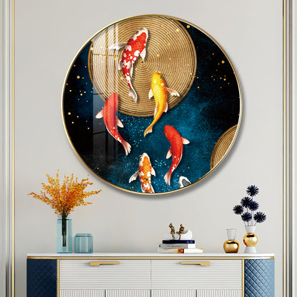 Koi Harmony Premium Acrylic Round Wall Art