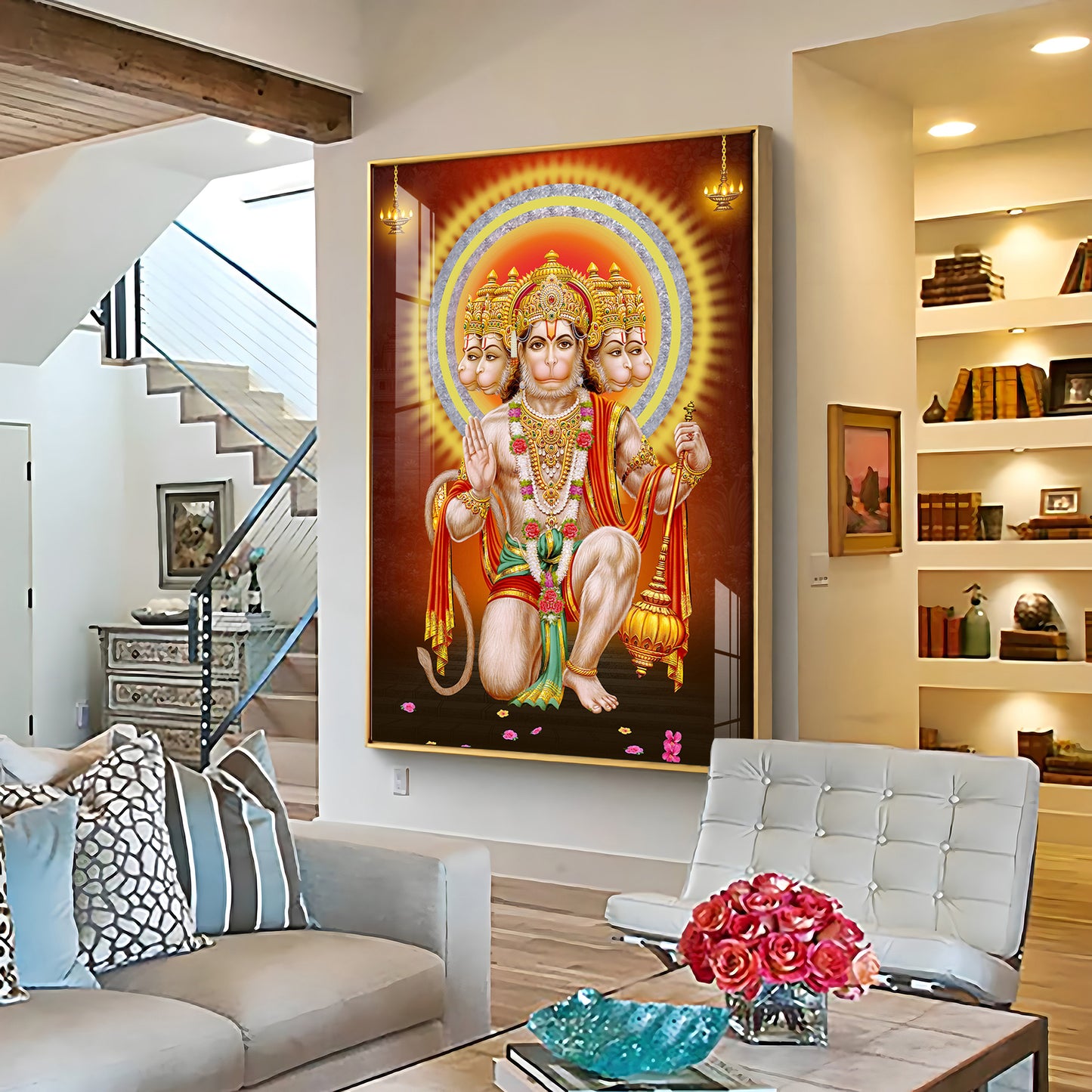 Divine Lord Hanuman Premium Vertical Acrylic Wall Art