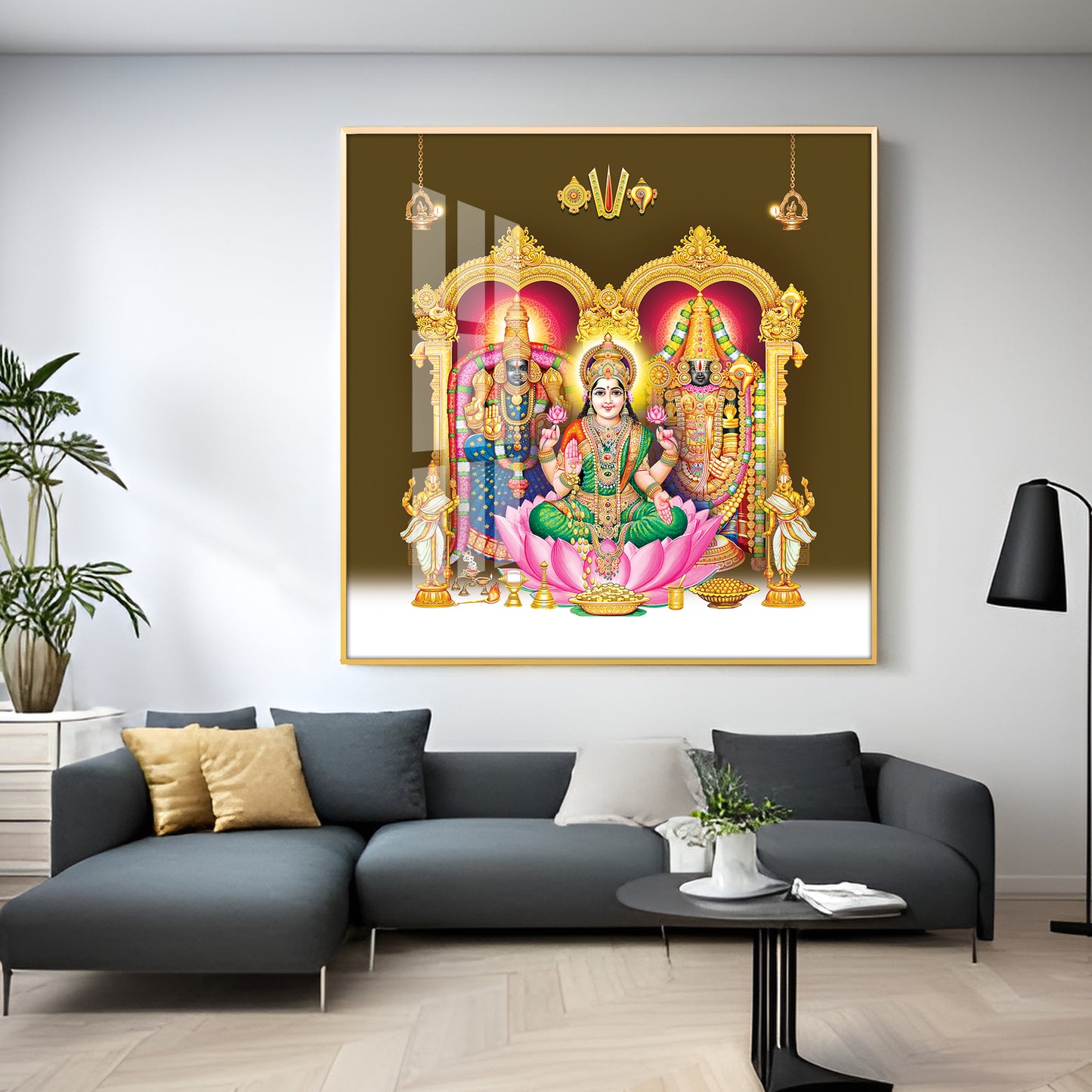 Balaji Padamavathi with kuber Laxmi Premium Acrylic Square Wall Art