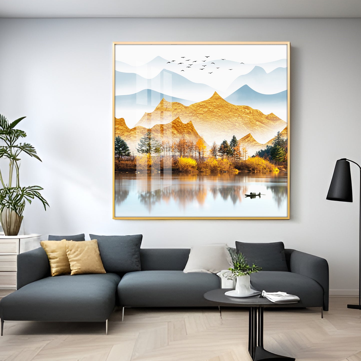 Sun Kissed Mountains Premium Acrylic Square Wall Art