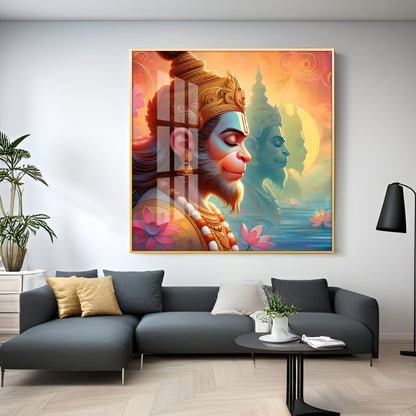 Hanuman ji Premium Acrylic Square Wall Art