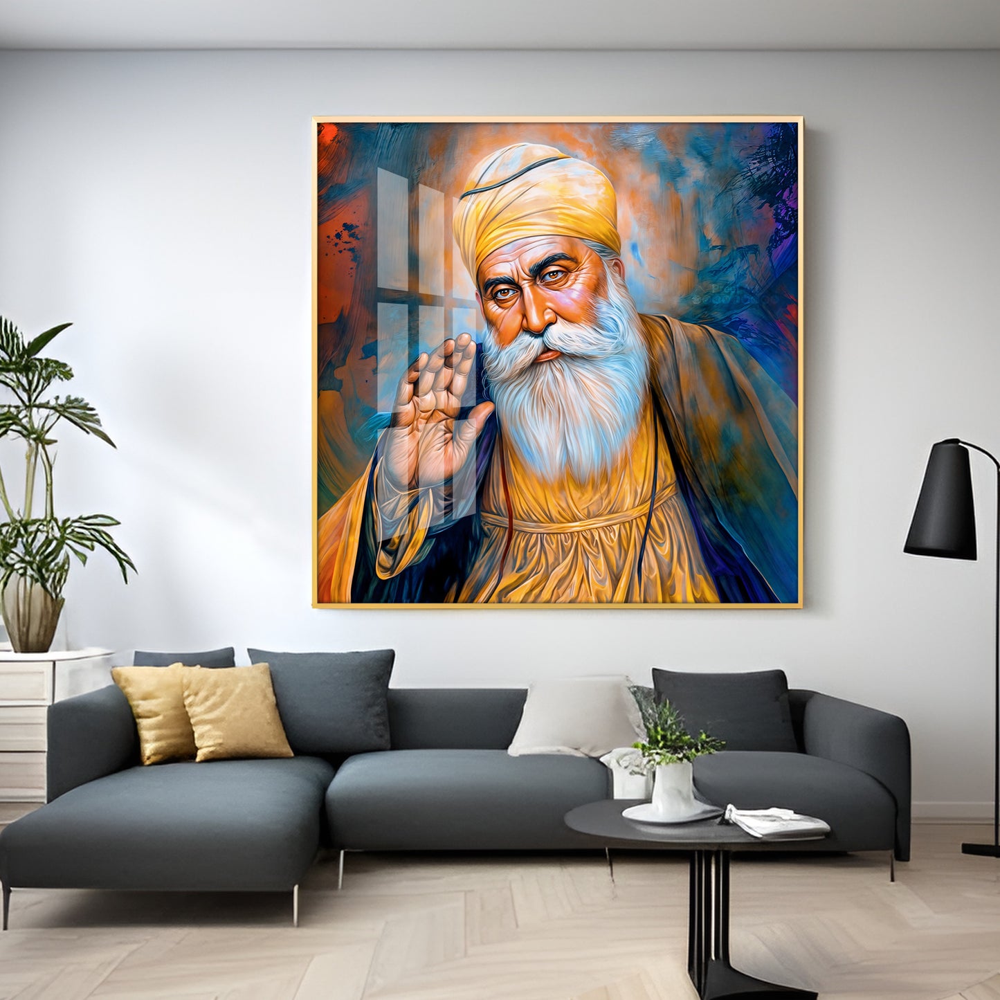 Abstract of Guru Nanak Dev Ji Premium Acrylic Square Wall Art