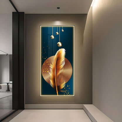 Golden Feather Luxury Crystal Wall Art