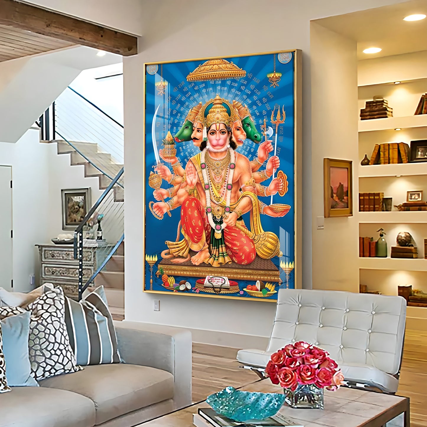 Panchmukhi Hanuman Premium Acrylic Vertical Wall Art