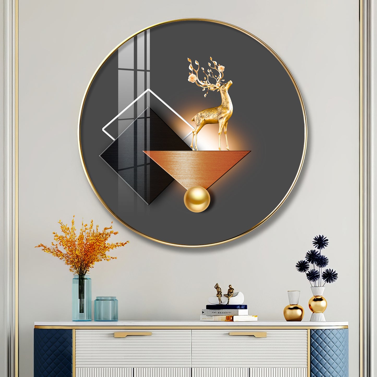 Antler Aesthetic Premium Acrylic Round Wall Art