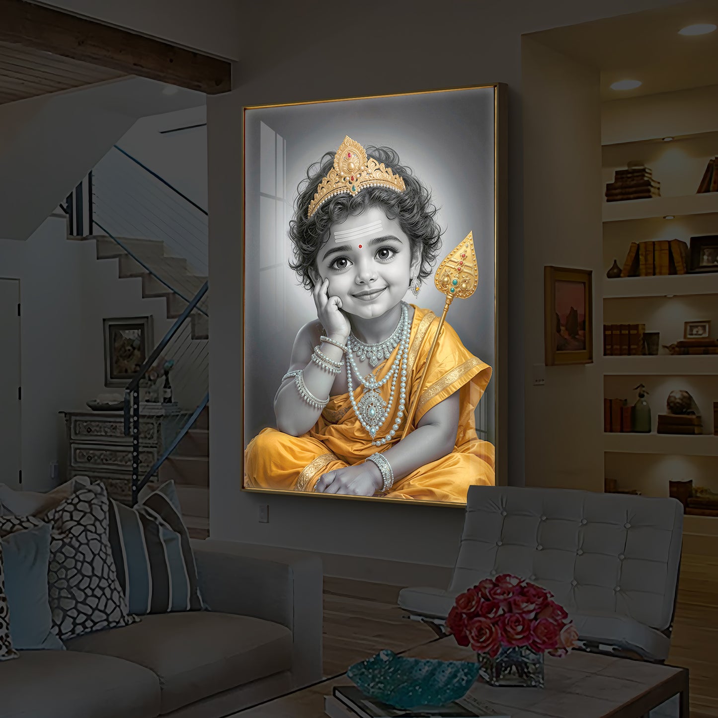 Little Murugan Modern Luxury Backlight Vertical Wall Art