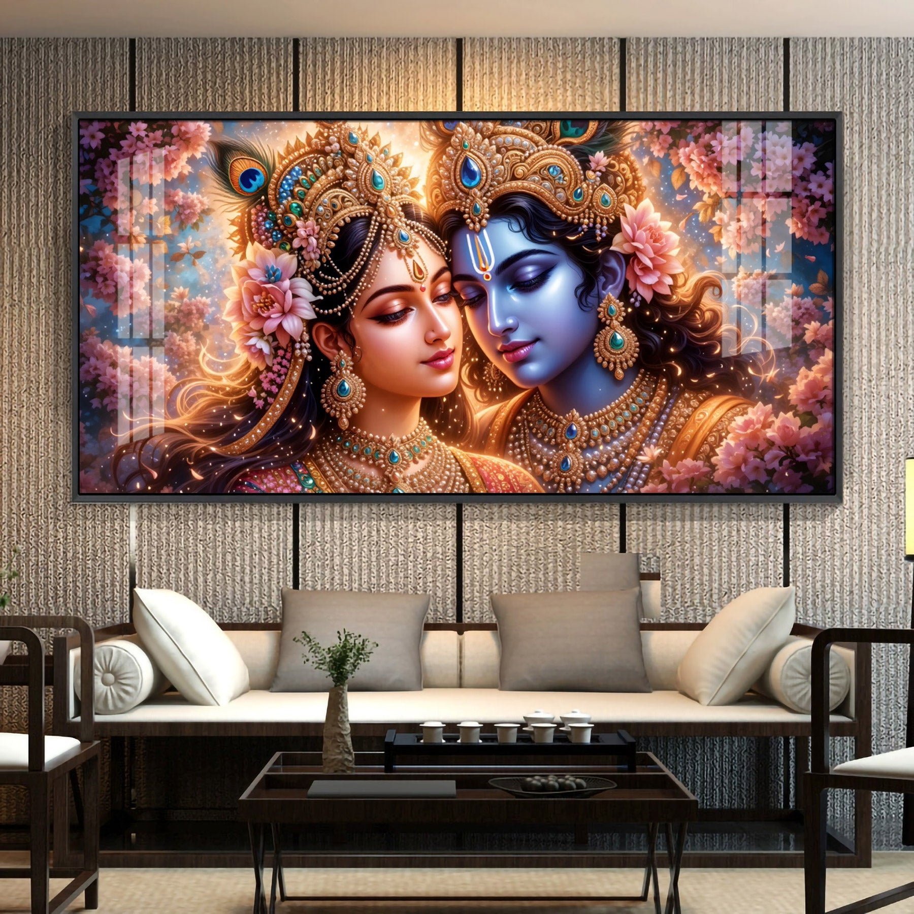 Krishna and Radha Unveiled Premium Acrylic Horizontal Wall Art