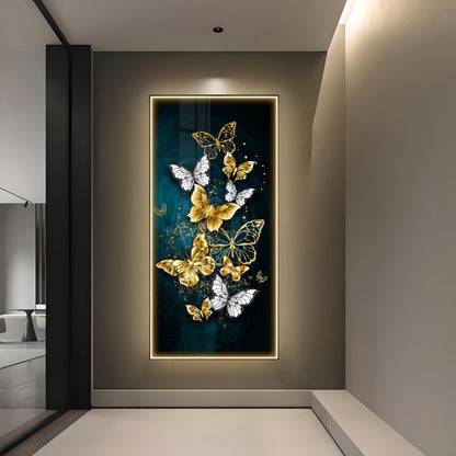 Golden & Silver Butterflies Luxury Crystal Wall Art