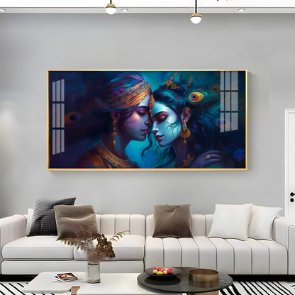 Quardro Radha Krishna Premium Acrylic Horizontal Wall Art