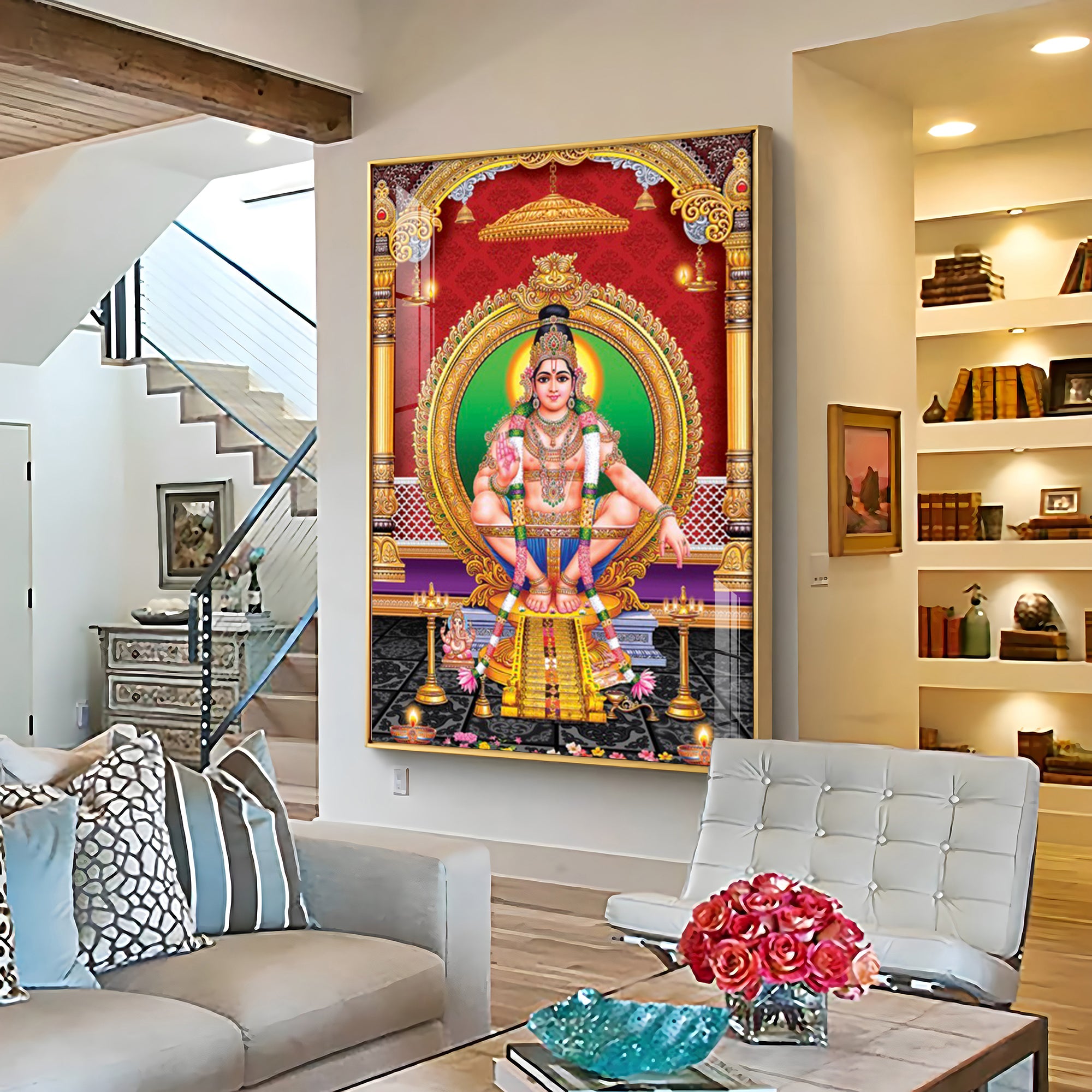 Lord Ayyappa Premium Acrylic Vertical Wall Art