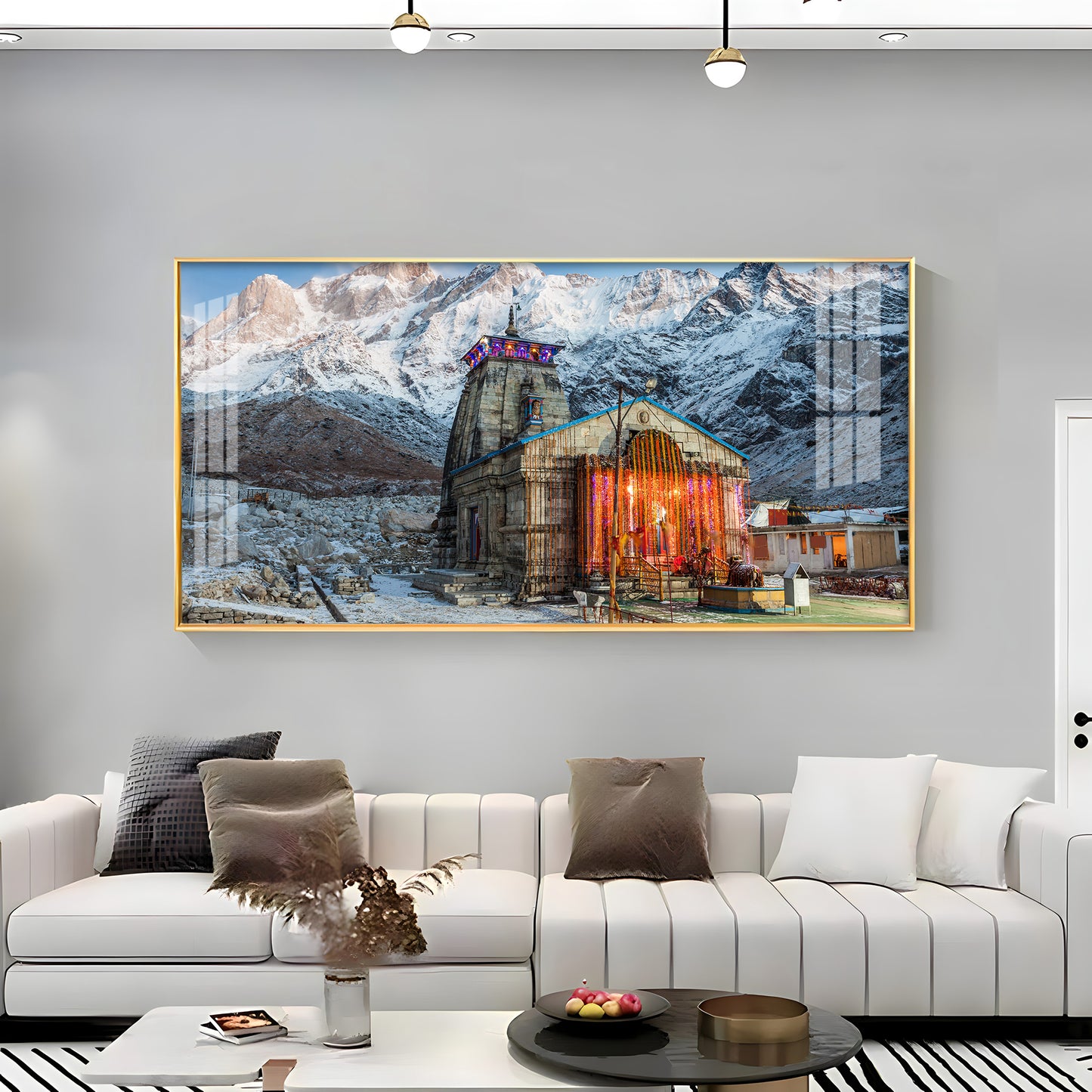 Holy Kedarnath Temple Premium Acrylic Horizontal Wall Art