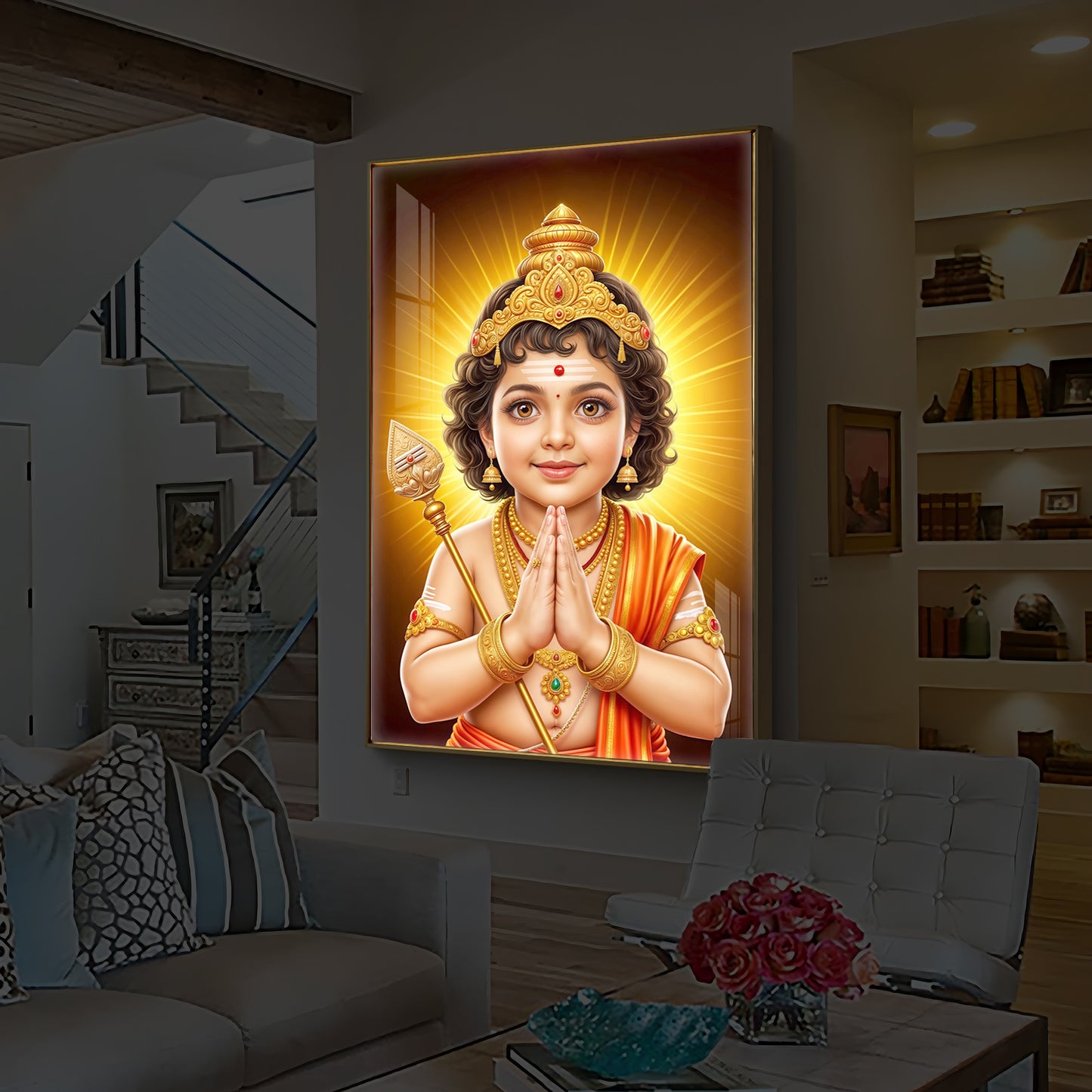 Murugan Ji Balroop Modern Luxury Backlight Vertical Wall Art