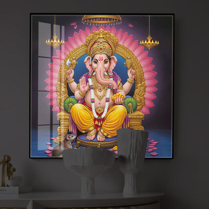 Divine Ganesh JI Modern Luxury Backlight Square Wall Art