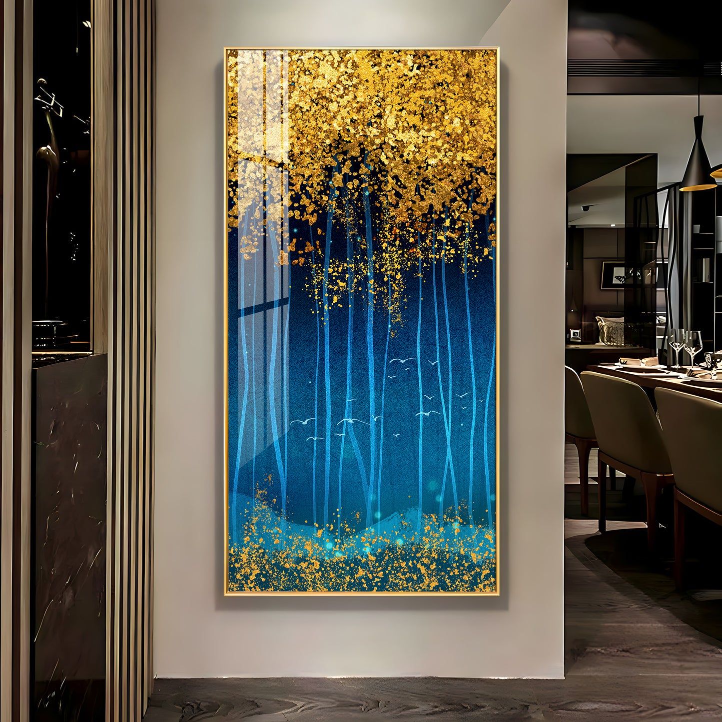 Sparkling Leaves Premium Acrylic Vertical Wall Art