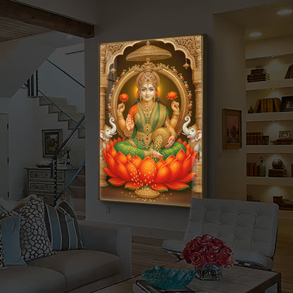 Mahalaxmi Ji Modern Luxury Backlight Vertical Wall Art
