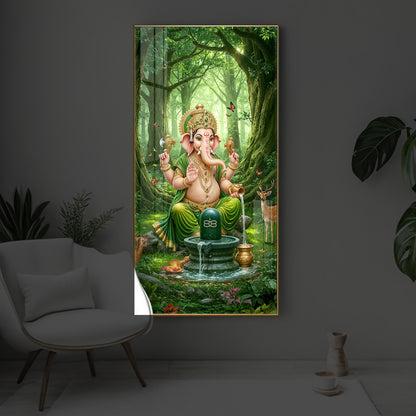 Jai Shri Ganesh Modern Luxury Backlight Vertical Wall Art