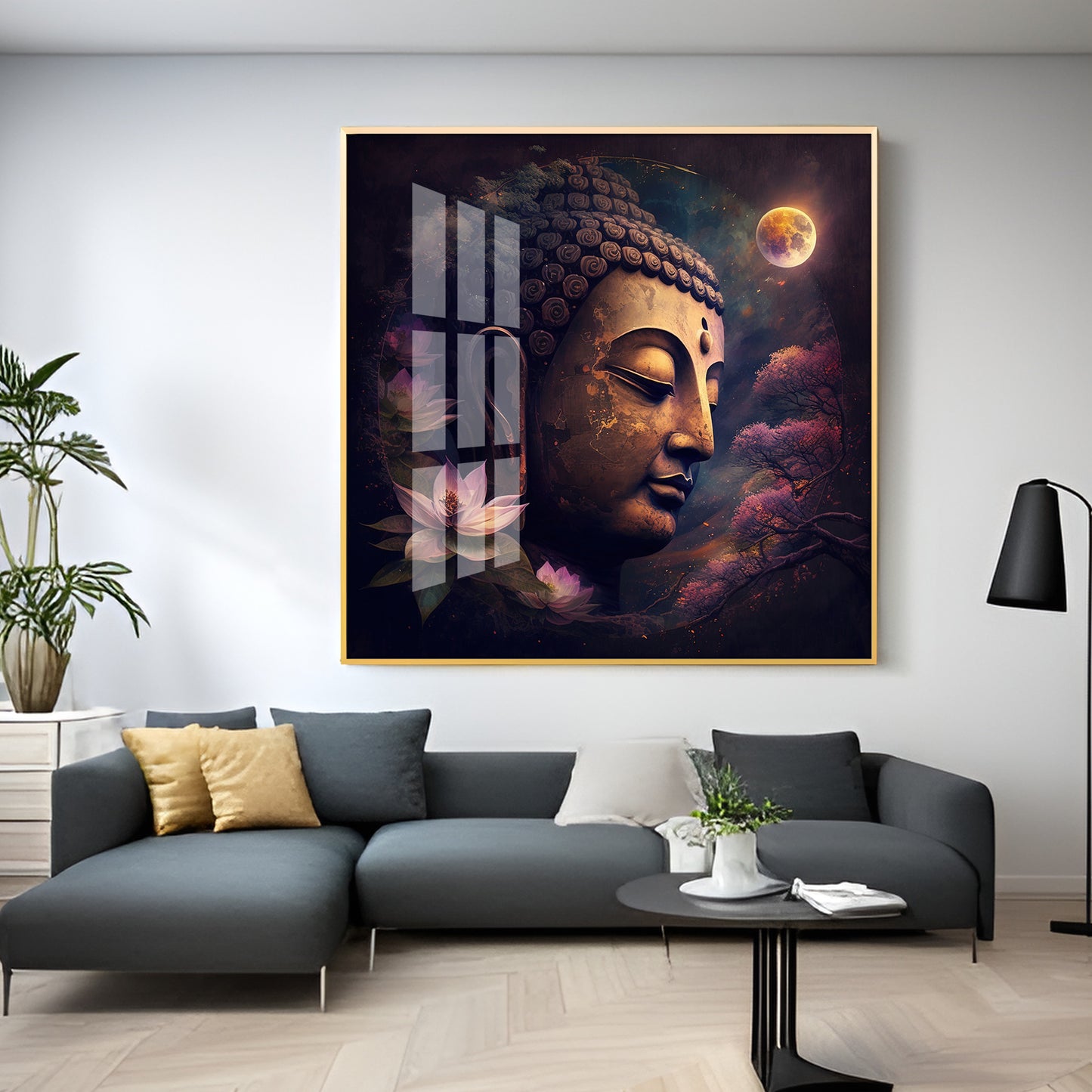 Lord Buddha Peaceful Premium Acrylic Square Wall Art