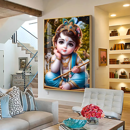 Little Krishna Reverberations Premium Vertical Acrylic Wall Art