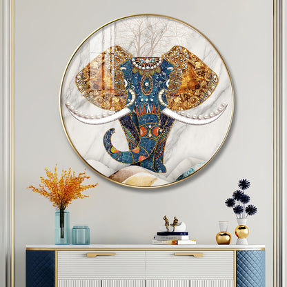 Majestic Elephant Premium Acrylic Round Wall Art