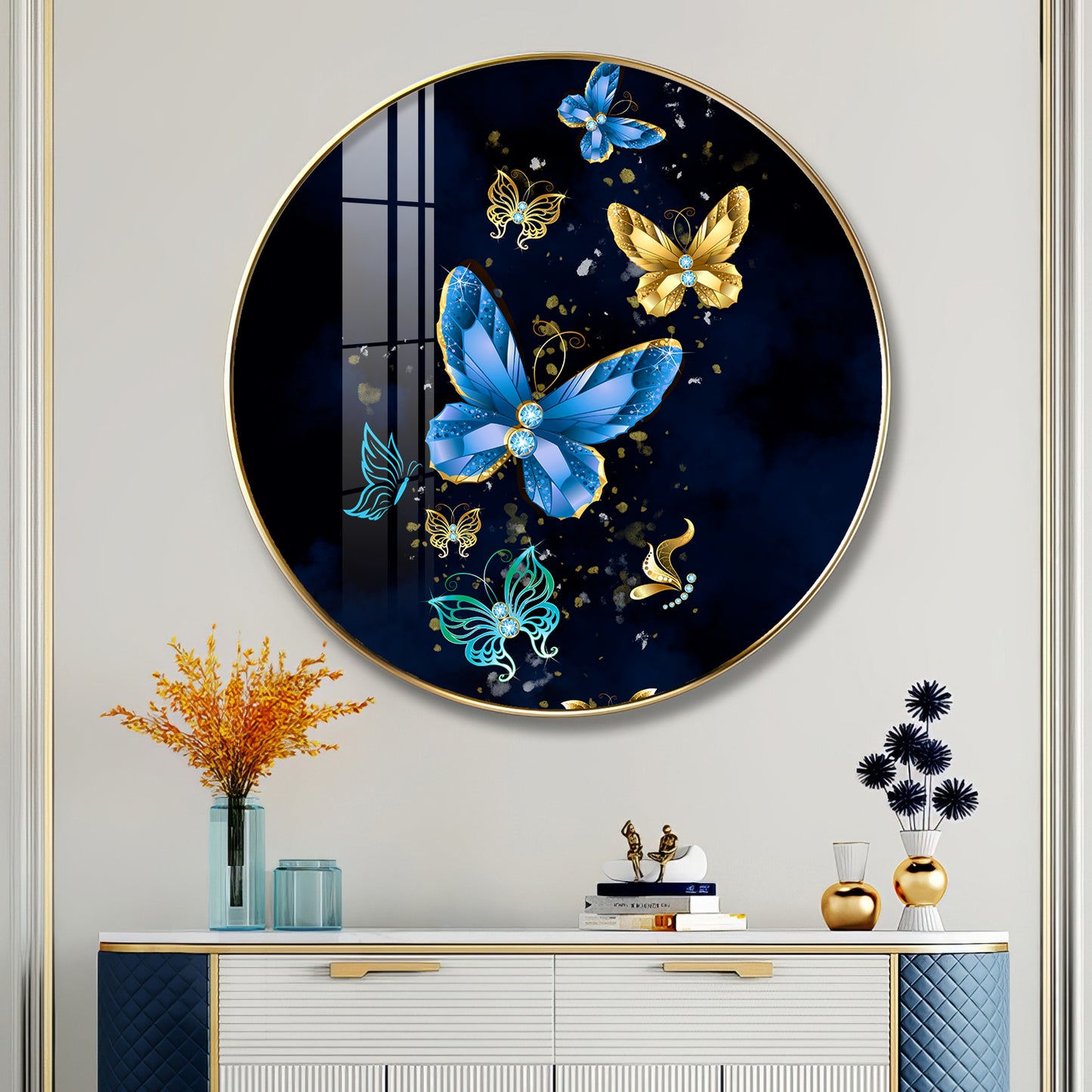 Butterfly Haven Premium Acrylic Round Wall Art