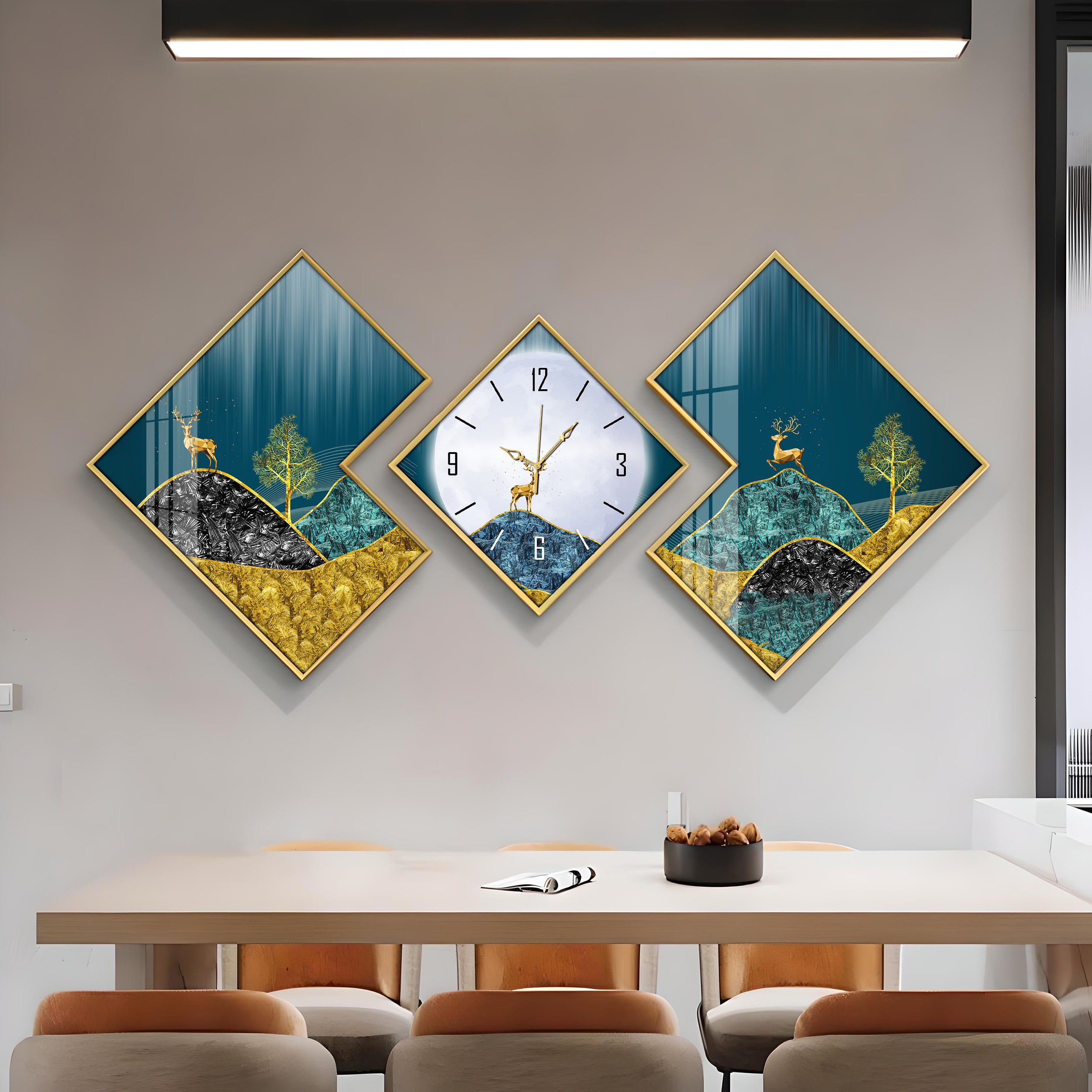 Golden Deer Premium Acrylic Wall Clock