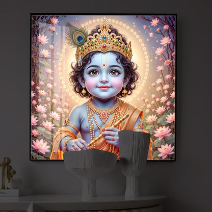 Bal Krishna Ji Modern Luxury Backlight Square Wall Art