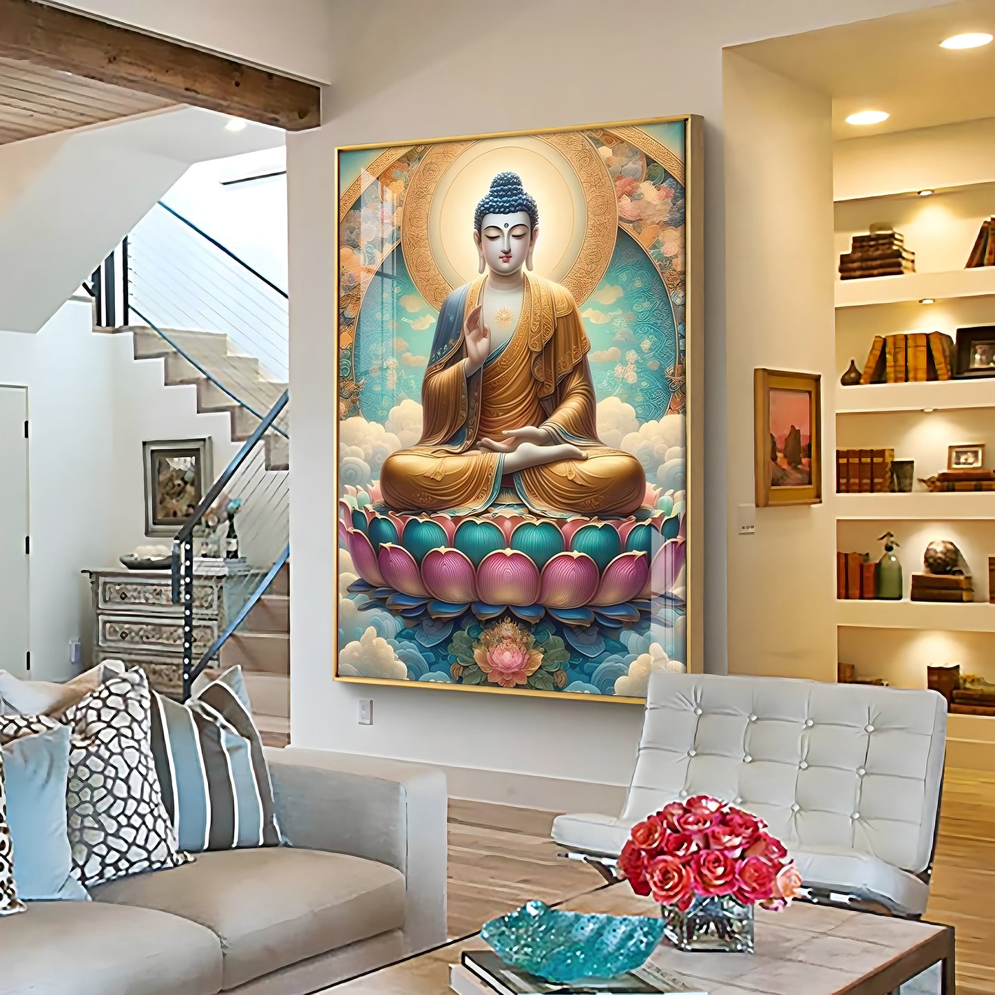 Serene Lotus Buddha Premium Vertical Acrylic Wall Art