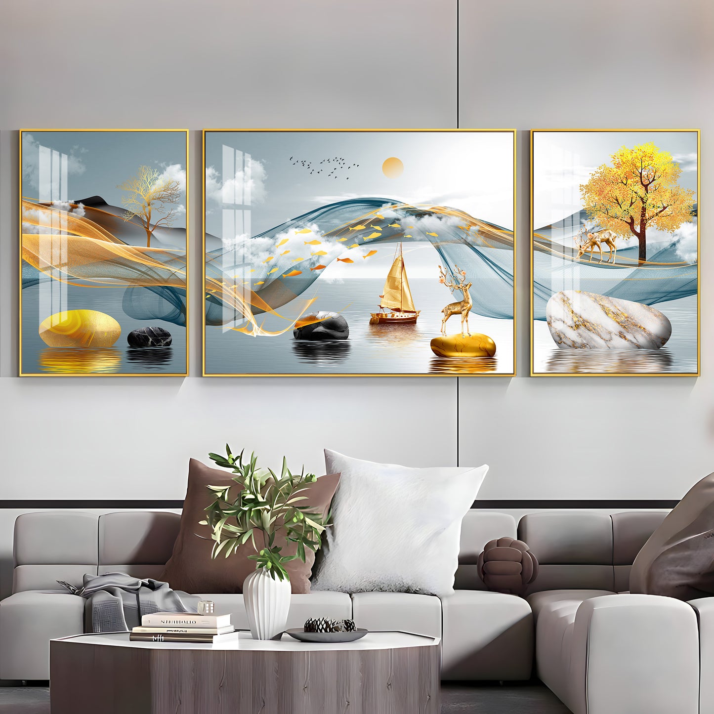 Beautiful Sunrise Premium Acrylic Wall Art (Set of 3)